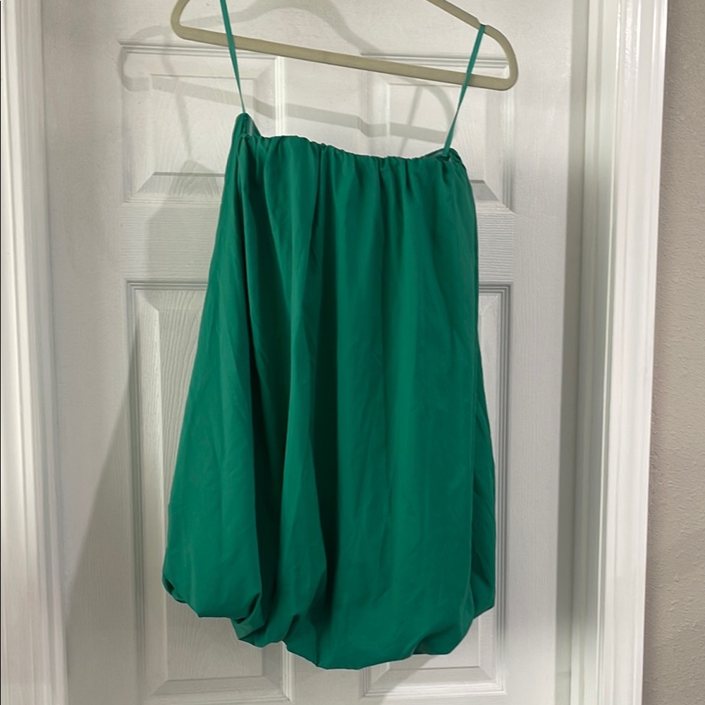STAUD Green Strapless Dress